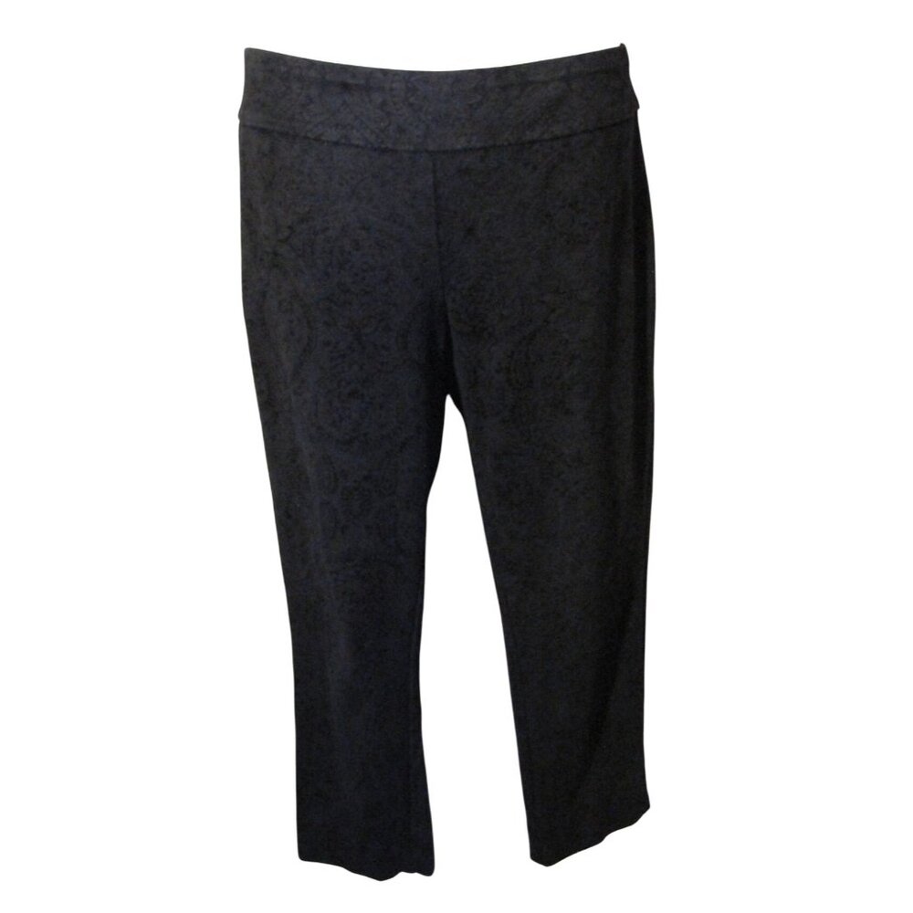 Zac & Rachel XL Black Paisley Pull On Pants Crop Length